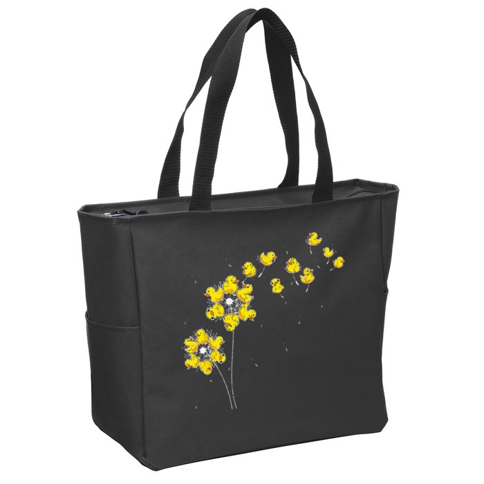 Ducky Rubber Duck Lover Dandelion Duckling Rubber Duck Zip Tote Bag