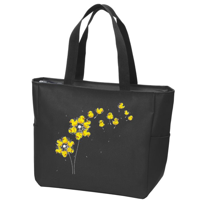 Ducky Rubber Duck Lover Dandelion Duckling Rubber Duck Zip Tote Bag