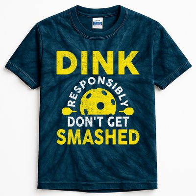 Dink Responsibly Don't Get Smashed Funny Pickleball Kids Tie-Dye T-Shirt