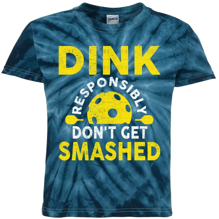 Dink Responsibly Don't Get Smashed Funny Pickleball Kids Tie-Dye T-Shirt