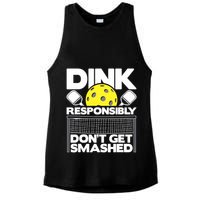 Dink Responsibly Don't Get Smashed Pickleball Paddleball Ladies PosiCharge Tri-Blend Wicking Tank