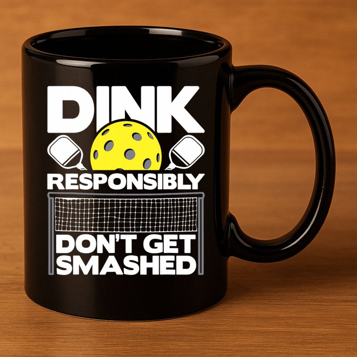 Dink Responsibly Don't Get Smashed Pickleball Paddleball 11oz C Handle Ceramic Mug