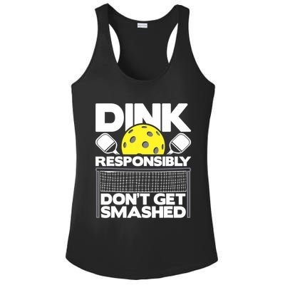 Dink Responsibly Don't Get Smashed Pickleball Paddleball Ladies PosiCharge Competitor Racerback Tank