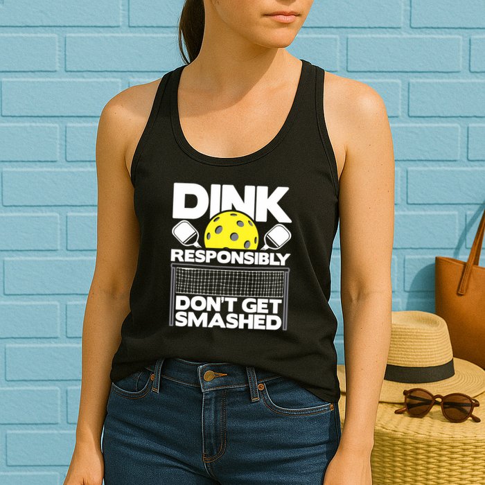 Dink Responsibly Don't Get Smashed Pickleball Paddleball Womens Tank Top