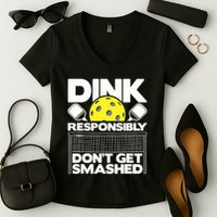 Dink Responsibly Don't Get Smashed Pickleball Paddleball Women's V-Neck T-Shirt