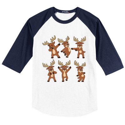 Dancing Reindeer Dance Challenge Christmas Girls Baseball Sleeve Shirt