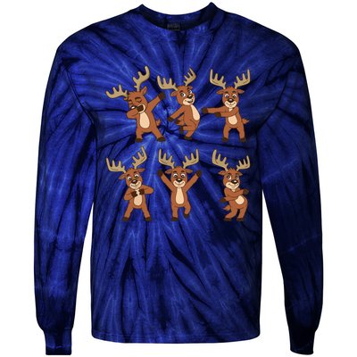 Dancing Reindeer Dance Challenge Christmas Girls Tie-Dye Long Sleeve Shirt