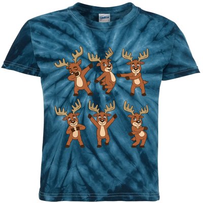 Dancing Reindeer Dance Challenge Christmas Girls Kids Tie-Dye T-Shirt