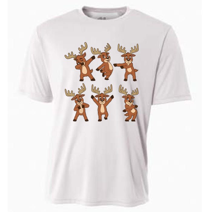 Dancing Reindeer Dance Challenge Christmas Girls Cooling Performance Crew T-Shirt