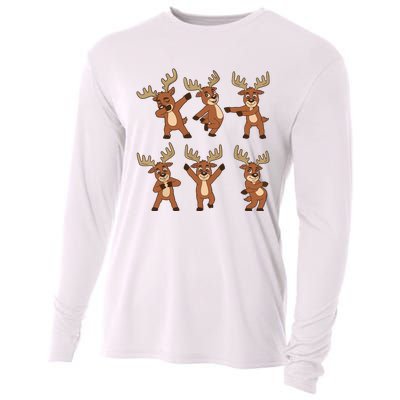 Dancing Reindeer Dance Challenge Christmas Girls Cooling Performance Long Sleeve Crew