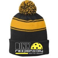 Dink Responsibly Don't Get Smashed Funny Pickleball Stripe Pom Pom Beanie