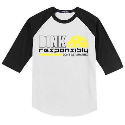 Dink Responsibly Don't Get Smashed Funny Pickleball Kids Colorblock Raglan Jersey