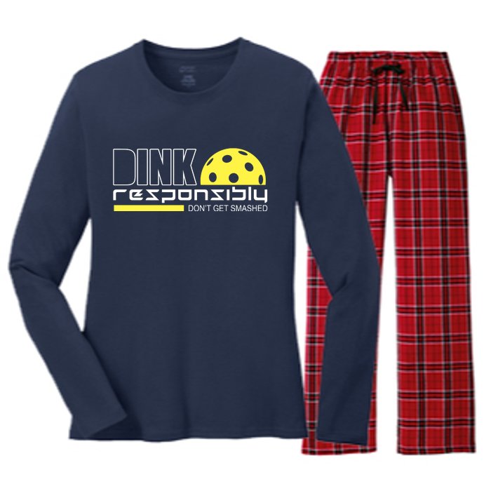 Dink Responsibly Don't Get Smashed Funny Pickleball Women's Long Sleeve Flannel Pajama Set 