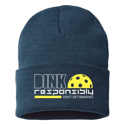 Dink Responsibly Don't Get Smashed Funny Pickleball Sustainable Knit Beanie
