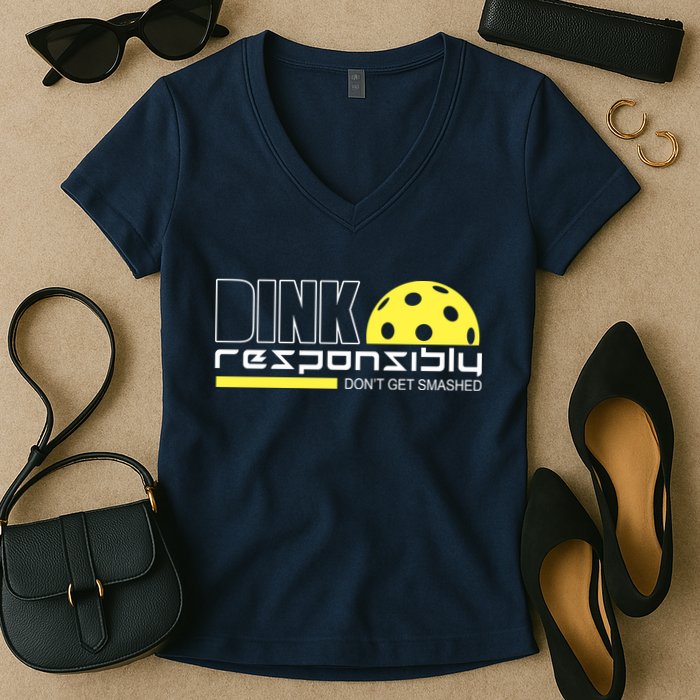 Dink Responsibly Don't Get Smashed Funny Pickleball Women's V-Neck T-Shirt