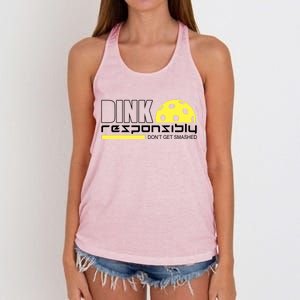 Dink Responsibly Don't Get Smashed Funny Pickleball Women's Knotted Racerback Tank