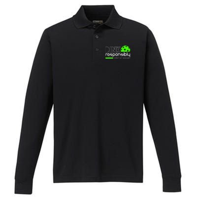 Dink Responsibly Dont Get Smashed Performance Long Sleeve Polo