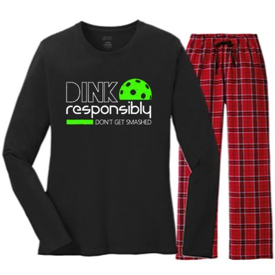 Dink Responsibly Dont Get Smashed Women's Long Sleeve Flannel Pajama Set 