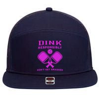 Dink Responsibly Don't Get Smashed Purple Pickleball Paddles 7 Panel Mesh Trucker Snapback Hat