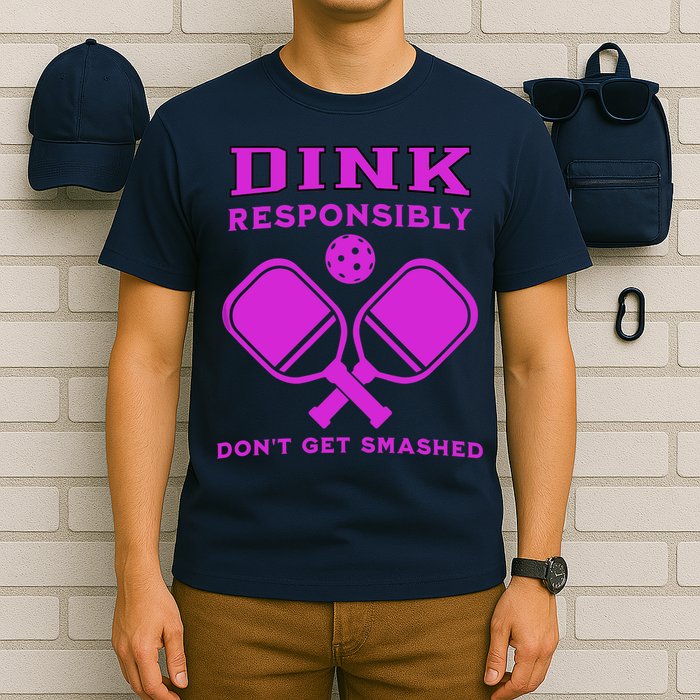 Dink Responsibly Don't Get Smashed Purple Pickleball Paddles T-Shirt
