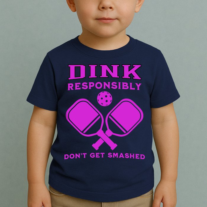 Dink Responsibly Don't Get Smashed Purple Pickleball Paddles Toddler T-Shirt