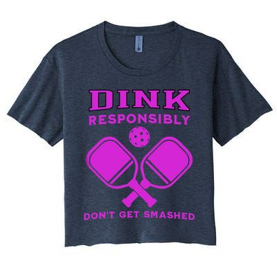Dink Responsibly Don't Get Smashed Purple Pickleball Paddles Crop Top