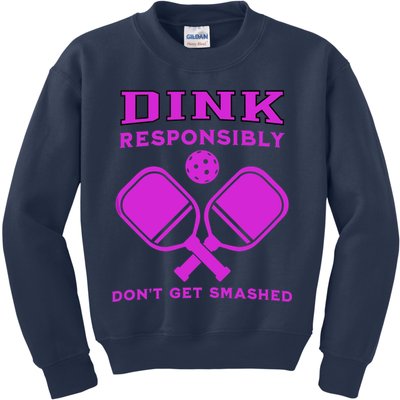 Dink Responsibly Don't Get Smashed Purple Pickleball Paddles Kids Sweatshirt