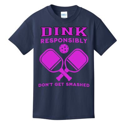 Dink Responsibly Don't Get Smashed Purple Pickleball Paddles Kids T-Shirt