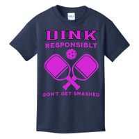 Dink Responsibly Don't Get Smashed Purple Pickleball Paddles Kids T-Shirt