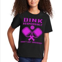 Dink Responsibly Don't Get Smashed Purple Pickleball Paddles Kids T-Shirt