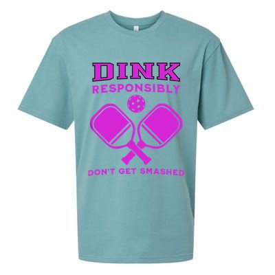 Dink Responsibly Don't Get Smashed Purple Pickleball Paddles Sueded Cloud Jersey T-Shirt