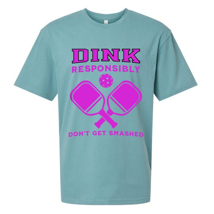 Dink Responsibly Don't Get Smashed Purple Pickleball Paddles Sueded Cloud Jersey T-Shirt
