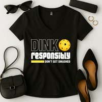 Dink Responsibly Don't Get Smashed Pickleball Gift TShirt Women's V-Neck T-Shirt