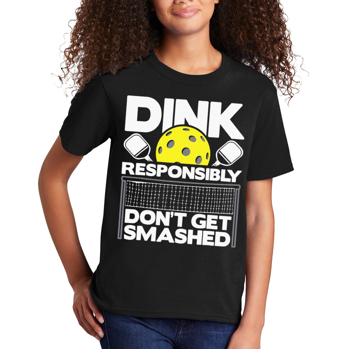 Dink Responsibly Don't Get Smashed Pickleball Kids T-Shirt