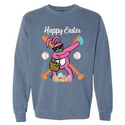 Dabbing Rabbit Easter Day Baseball Fans Eggs Bunny Dab Cute Gift Garment-Dyed Sweatshirt