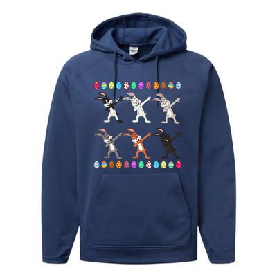 Dabbing Rabbits Easter Day Eggs Dab Performance Fleece Hoodie