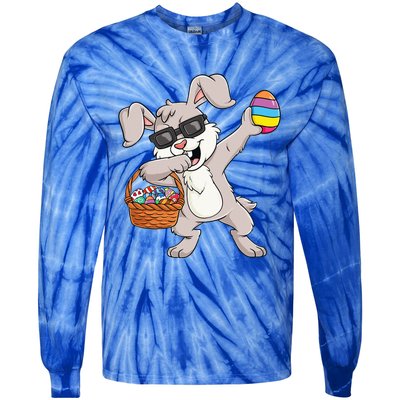 Dabbing Rabbit Easter Day Eggs Funny Tie-Dye Long Sleeve Shirt