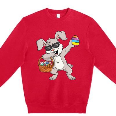 Dabbing Rabbit Easter Day Eggs Funny Premium Crewneck Sweatshirt