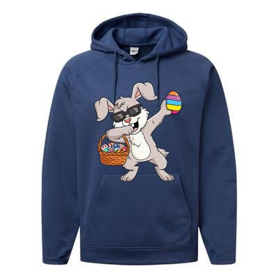 Dabbing Rabbit Easter Day Eggs Funny Performance Fleece Hoodie