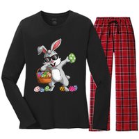 Dabbing Rabbit Easter Day Eggs Dab gift bunny Women's Long Sleeve Flannel Pajama Set 