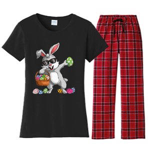 Dabbing Rabbit Easter Day Eggs Dab gift bunny Women's Flannel Pajama Set