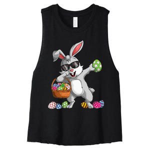 Dabbing Rabbit Easter Day Eggs Dab gift bunny Women's Racerback Cropped Tank