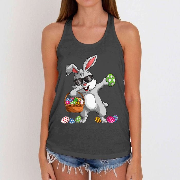 Dabbing Rabbit Easter Day Eggs Dab gift bunny Women's Knotted Racerback Tank