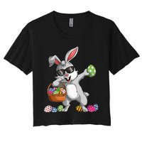 Dabbing Rabbit Easter Day Eggs Dab gift bunny Women's Crop Top Tee