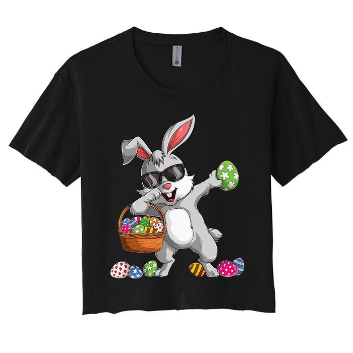 Dabbing Rabbit Easter Day Eggs Dab gift bunny Women's Crop Top Tee