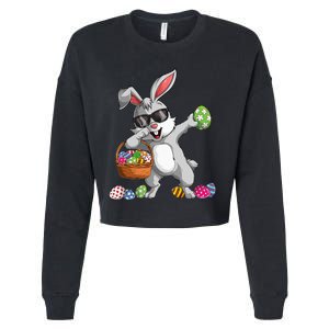 Dabbing Rabbit Easter Day Eggs Dab gift bunny Cropped Pullover Crew