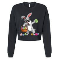 Dabbing Rabbit Easter Day Eggs Dab gift bunny Cropped Pullover Crew