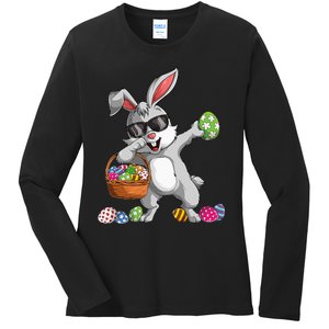 Dabbing Rabbit Easter Day Eggs Dab gift bunny Ladies Long Sleeve Shirt