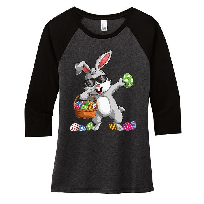 Dabbing Rabbit Easter Day Eggs Dab gift bunny Women's Tri-Blend 3/4-Sleeve Raglan Shirt