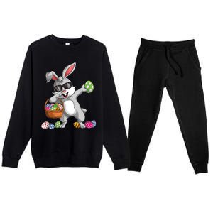 Dabbing Rabbit Easter Day Eggs Dab Gift Bunny Premium Crewneck Sweatsuit Set